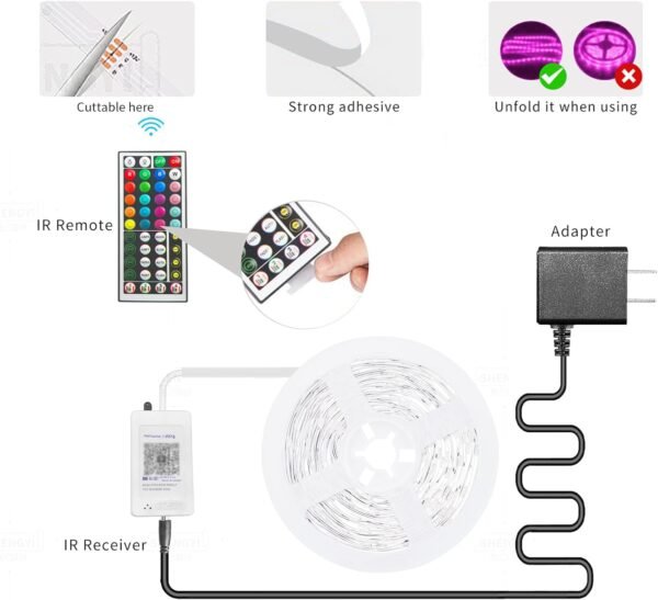 KSIPZE 100ft Led Strip Lights RGB Music Sync Color Changing Bluetooth Led Lights with Smart App Control Remote Led Lights for Bedroom Room Lighting Flexible Home Décor - Image 6