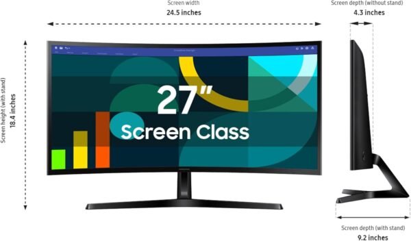 SAMSUNG 27" Essential S3 (S36GD) Series FHD 1800R Curved Computer Monitor, 100Hz, Game Mode, Advanced Eye Comfort, HDMI and D-sub Ports, LS27D366GANXZA, 2024 - Image 8