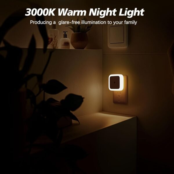 Sujeet Night Light, Night Lights Plug into Wall 4-Pack, Nightlight Plug in Night Light, Dusk to Dawn Night Lamp Led Night Light for Bedroom, Bathroom, Hallway Warm White - Image 3