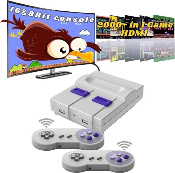 Super Retro Game Console,HDMI Video Game System with Built in 5000 Old School Classic Games and Dual Game Wireless Controllers,Support TF Card and Plug and Play. (White)