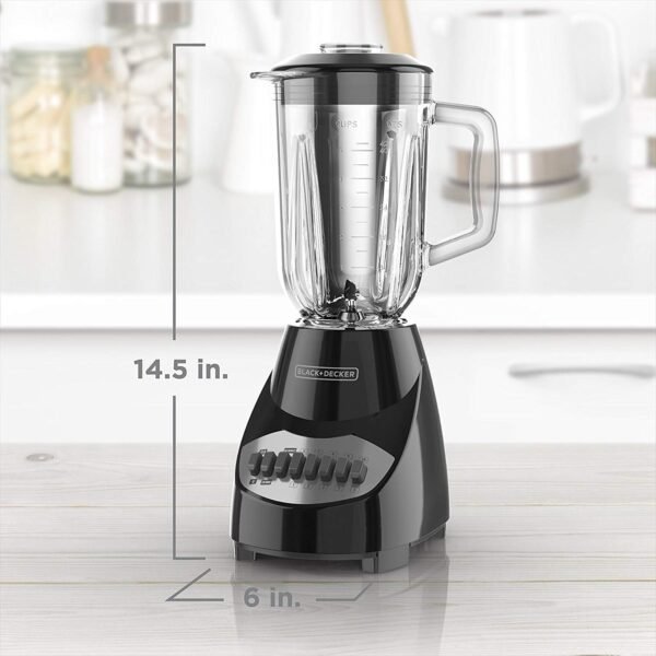 BLACK+DECKER 10-Speed Countertop Blender, BL2010BG, 6-Cup Glass Jar, Dishwasher-Safe, Stainless Steel Blade, Suction Feet - Image 3