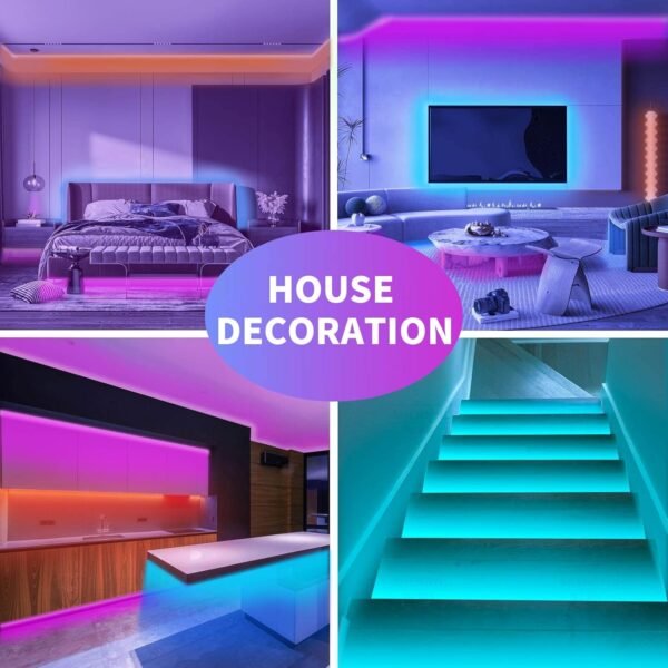 KSIPZE 100ft Led Strip Lights RGB Music Sync Color Changing Bluetooth Led Lights with Smart App Control Remote Led Lights for Bedroom Room Lighting Flexible Home Décor - Image 2