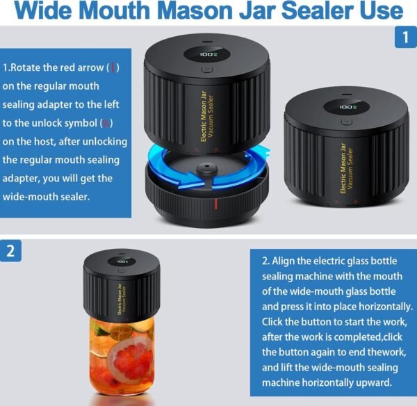 Electric Mason Jar Vacuum Sealer Kit for Wide Mouth and Regular Mouth Mason Jars - Image 4